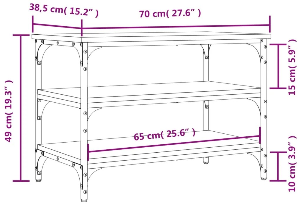 Banco sapateira 70x38,5x49 cm derivados madeira cinzento sonoma