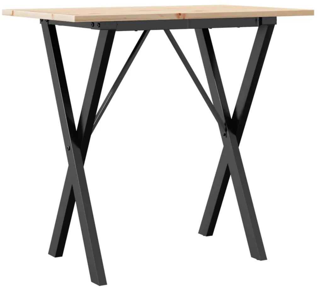 Mesa de jantar estrutura em X 80x50x75 cm pinho e aço