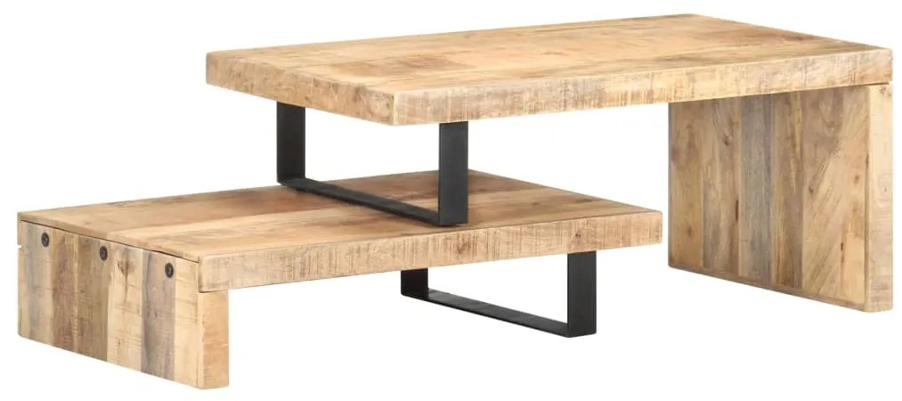 2 pcs conjunto de mesas de centro madeira de mangueira maciça