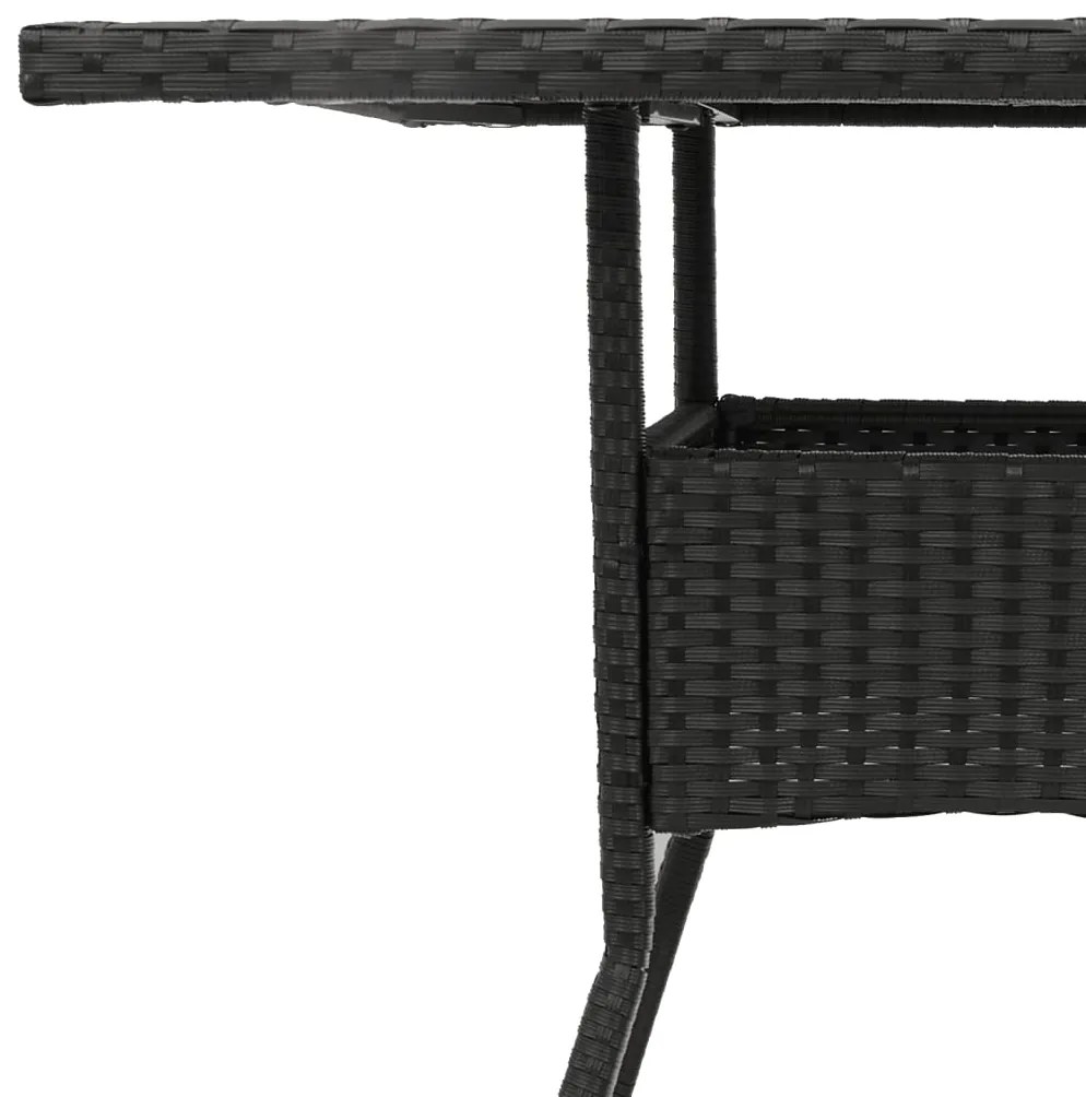 Mesa de jardim com tampo de vidro 80x80x75 cm vime PE preto