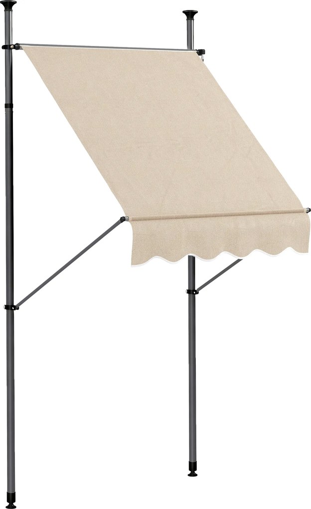 Outsunny Toldo retrátil autoportante manual 1,5L x 1,2l x 2,1-3H m inclinação ajustável metal alumínio poliéster areia | Aosom Portugal