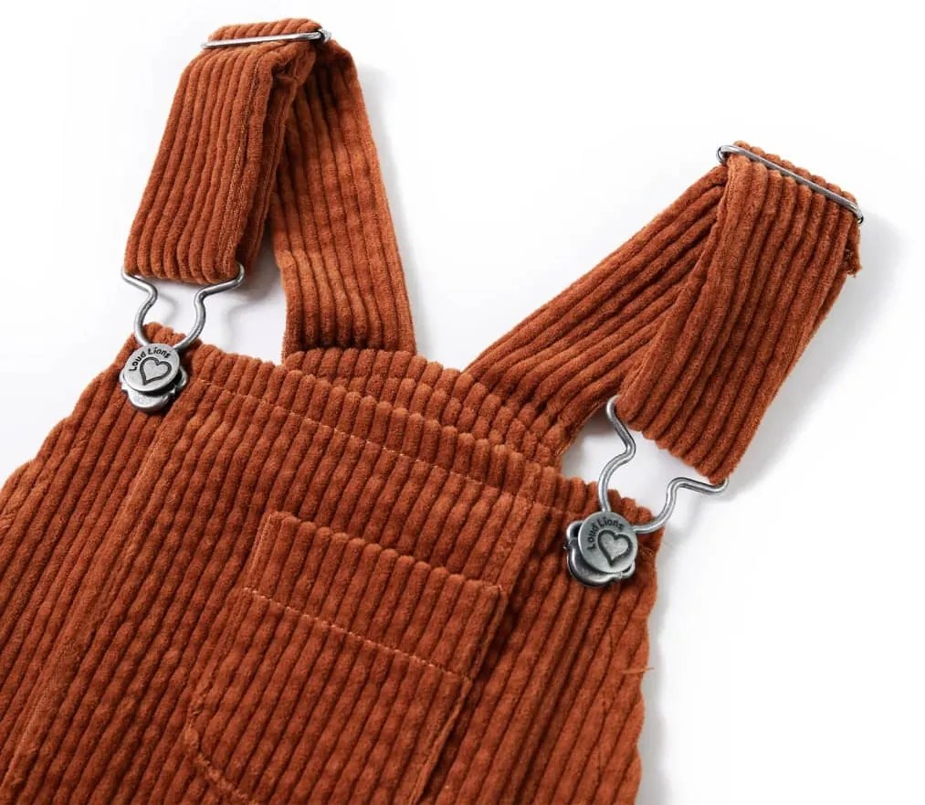 Vestido com peitilho para criança bombazina cor conhaque 104
