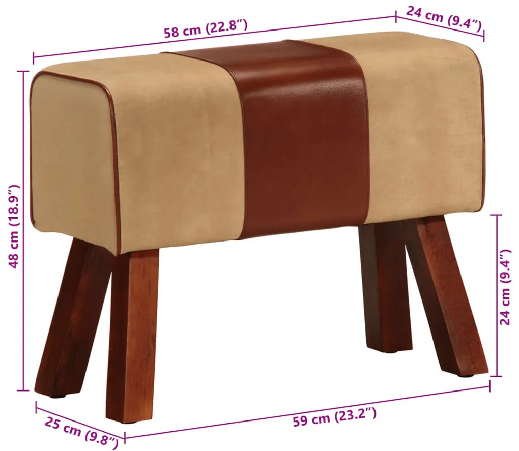 Boque de ginásio 58 cm couro genuíno castanho/mangueira maciça