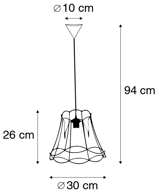 Candeeiro de suspensão retro preto 30 cm - Granny Frame