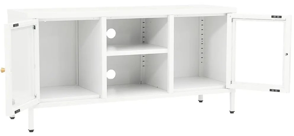 Móvel de TV 105x35x52 cm aço e vidro branco