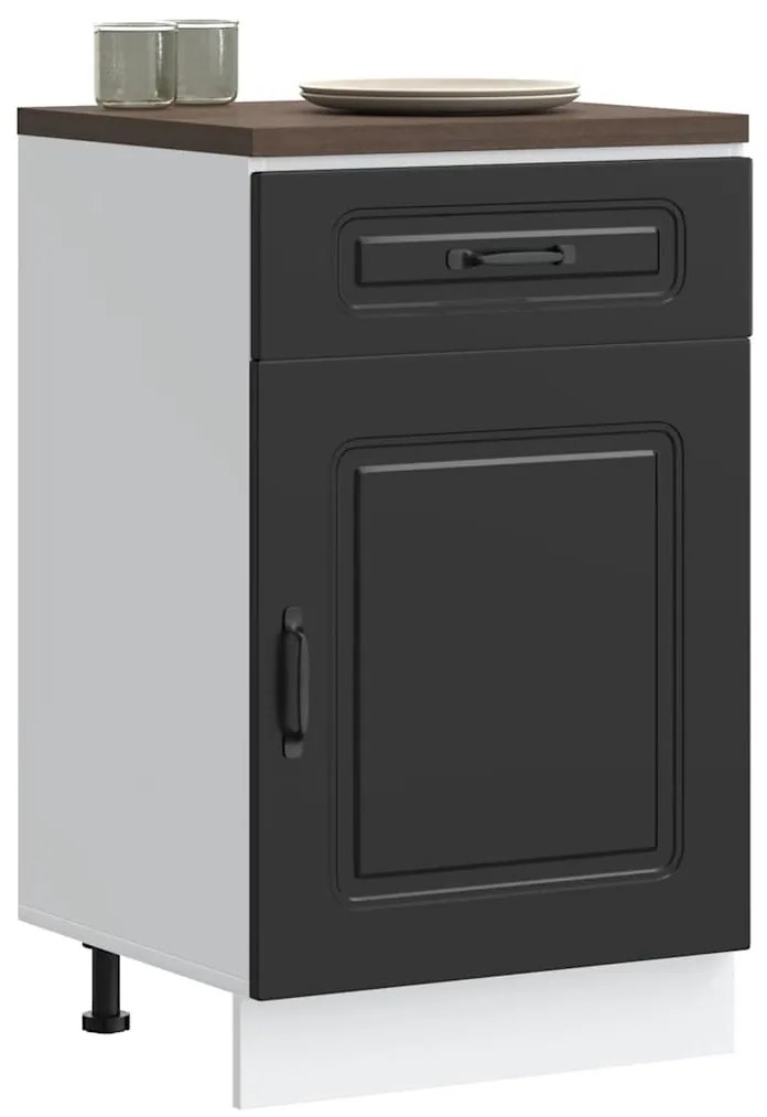 vidaXL Armário de cozinha baixo Kalmar madeira artificial preto