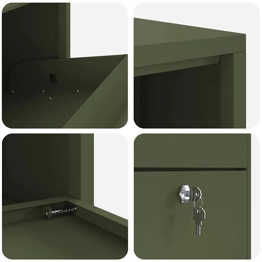 Caixa de Entrega Verde-Azeitona 44x22x82 cm Aço