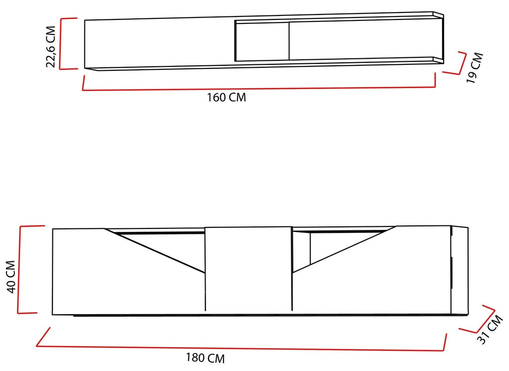 Unidade de TV Taç – Nogueira Preta – 180x40x31 cm