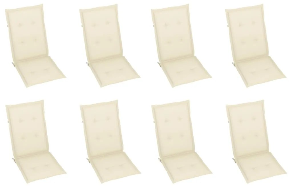 Cadeiras de jardim dobráveis c/ almofadões 8 pcs acácia maciça