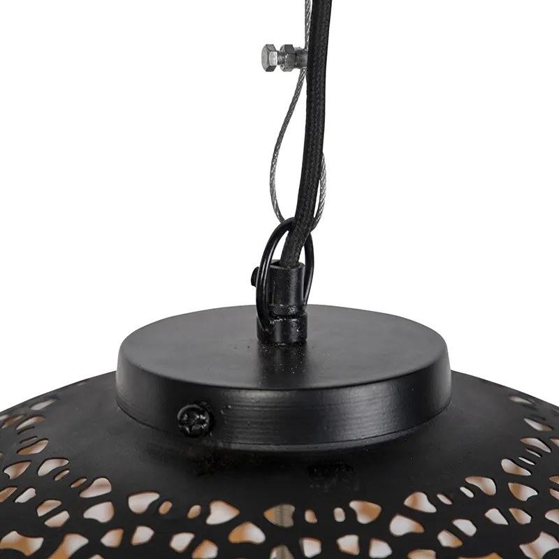 Candeeiro de suspensão oriental preto com dourado 45 cm - Radiante Oriental