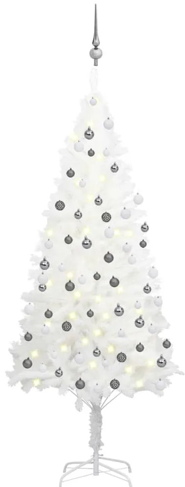 vidaXL Árvore Natal artificial pré-iluminada c/ bolas 180 cm branco