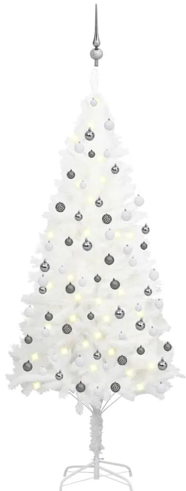 Árvore de Natal artificial com luzes LED e bolas 180 cm branco
