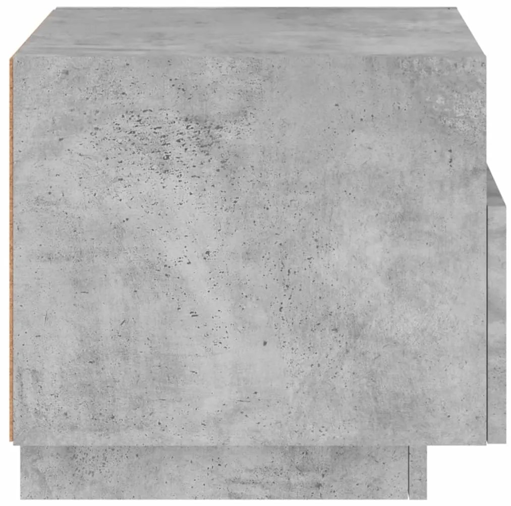 Mesa de cabeceira com luzes LED 40x39x37 cm cinzento-cimento
