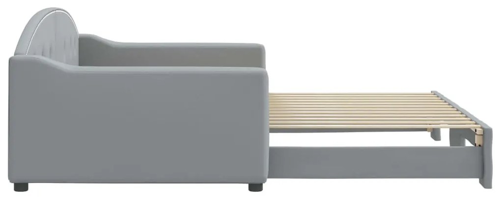 Sofá-cama com gavetão 100x200 cm tecido cinzento-claro