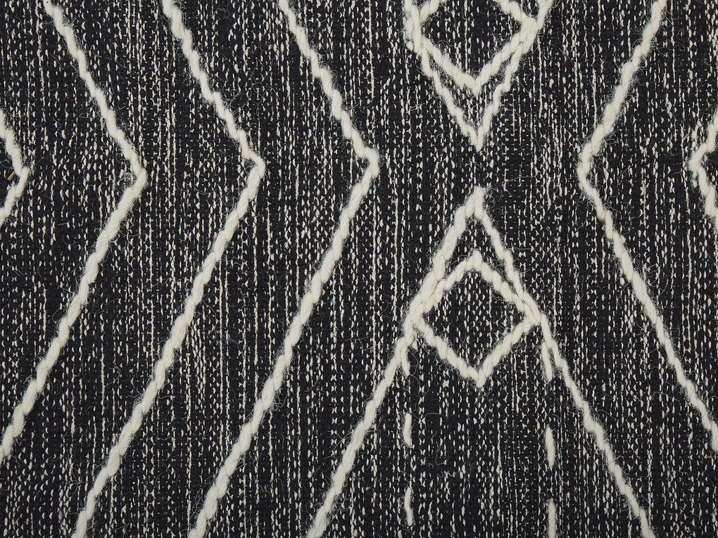 Tapete em algodão preto e branco 80 x 150 cm KHENIFRA Beliani