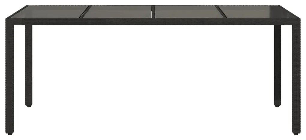 Mesa de jardim com tampo de vidro 190x90x75 cm vime PE preto