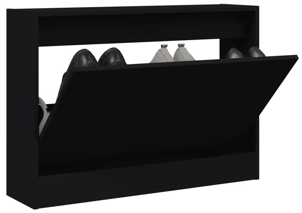 vidaXL Sapateira 80x21x57 cm derivados de madeira preto