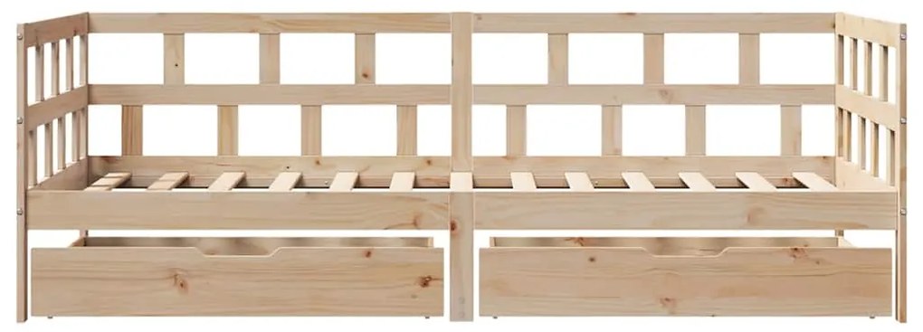 Sofá-cama com gavetas 90x190 cm madeira de pinho maciça