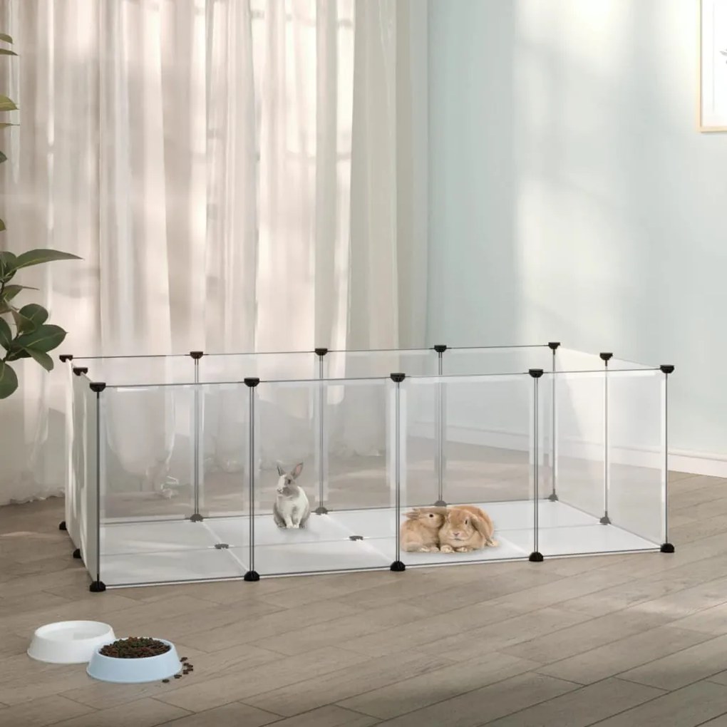 340572 vidaXL Gaiola p/ animais pequenos 144x74x46,5cm PP e aço transparente