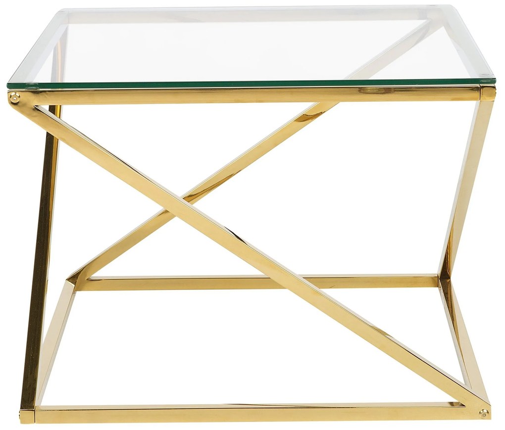 Mesa de centro dourada com tampo de vidro BEVERLY Beliani