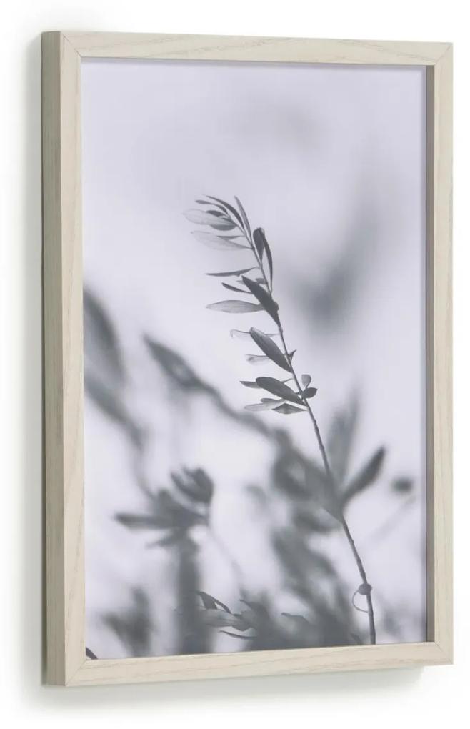 Kave Home - Quadro Makena de madeira folhas oliveira cinzento 30 x 40 cm