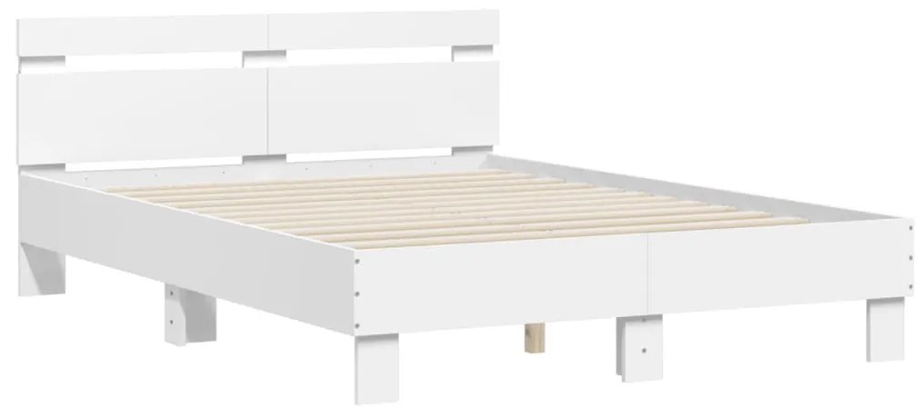 Estrutura de cama com cabeceira e luzes LED 120x200 cm branco