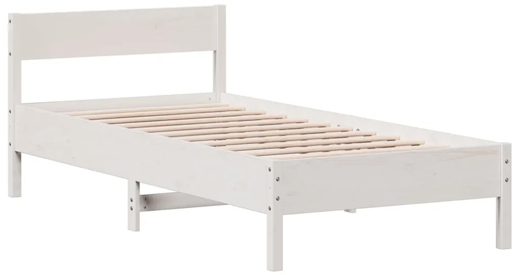 Cama sem colchão 90x190 cm madeira de pinho maciça branco