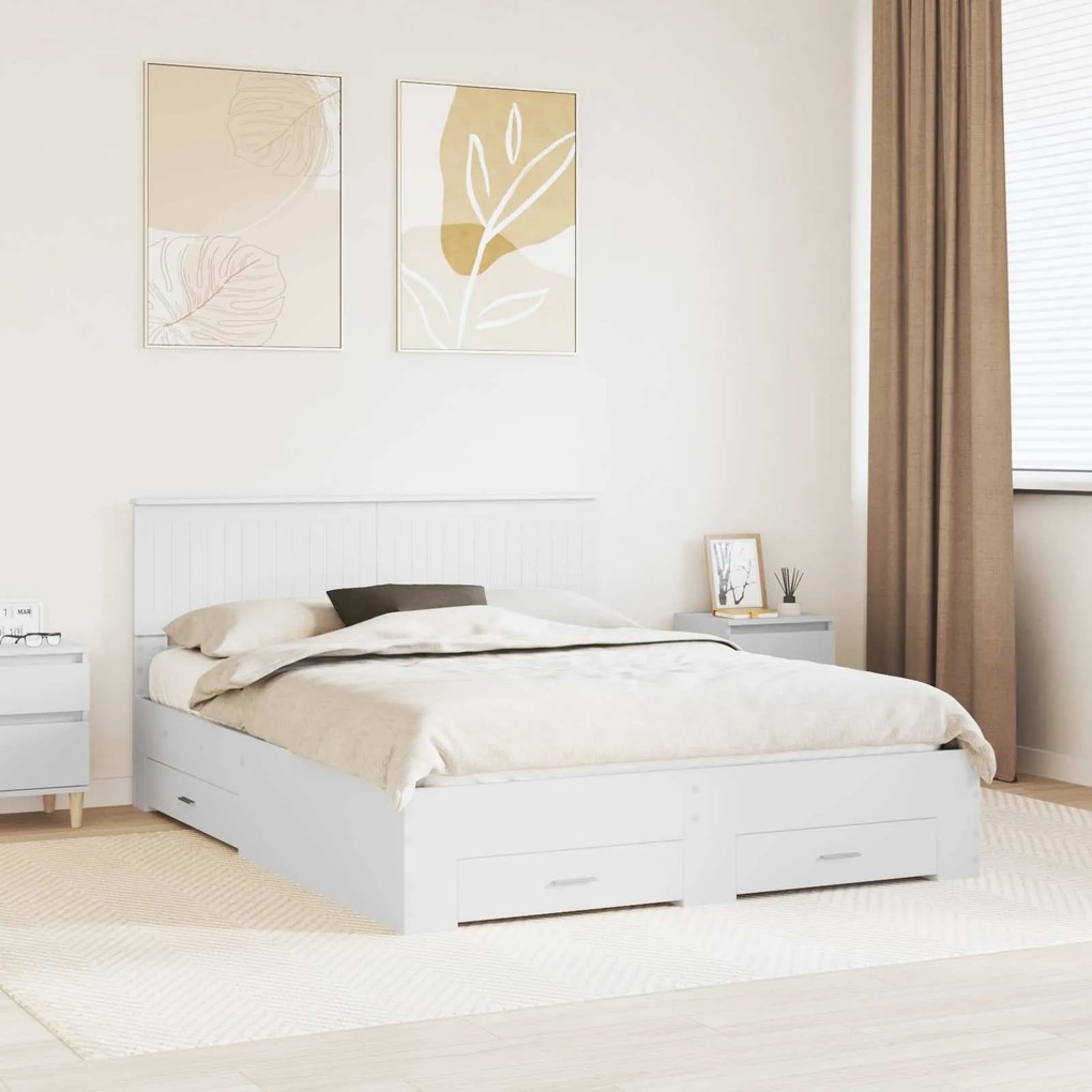 vidaXL Estrutura da Cama Branco 150 x 200 cm Madeira processada