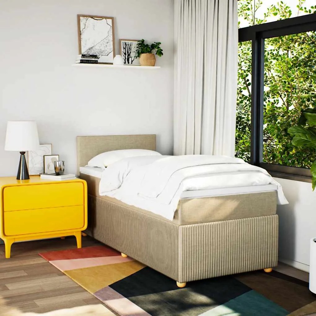 Cama com molas/colchão 90x190 cm tecido cor creme