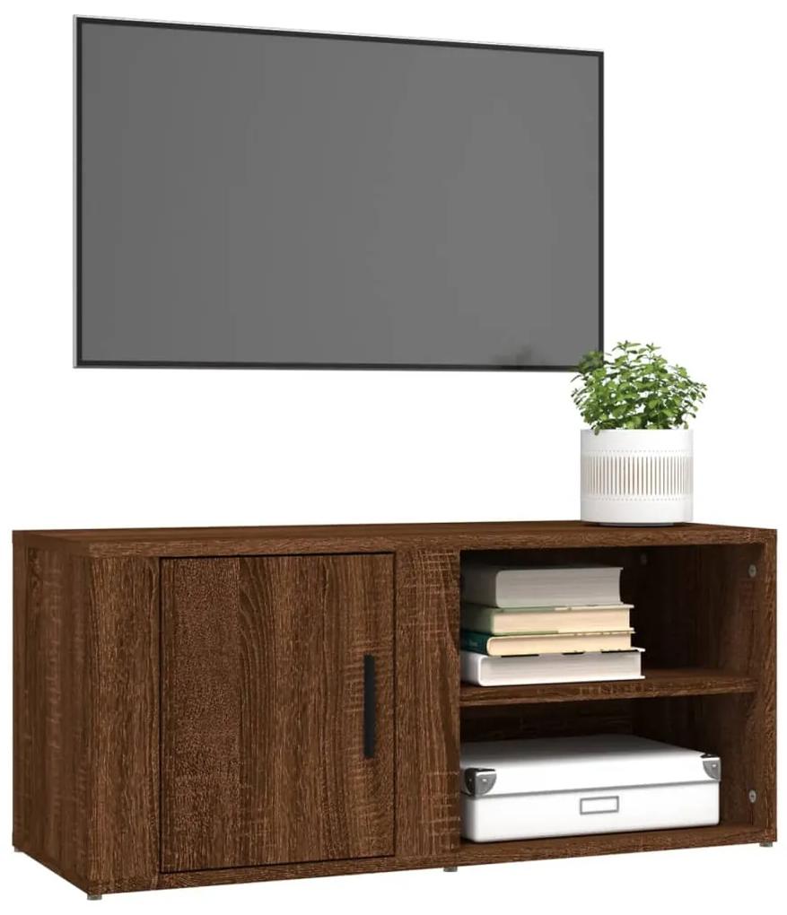 Móveis TV 2pcs 80x31,5x36cm derivados madeira carvalho castanho