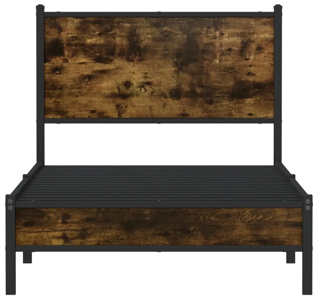 Estrutura de cama sem colchão 90x190 cm metal carvalho fumado