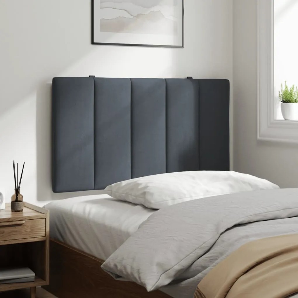 Almofadão de cabeceira 80 cm veludo cinzento-escuro