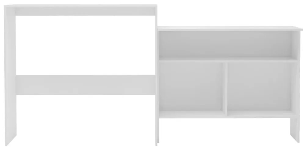 Mesa de bar com 2 tampos branco 130x40x120 cm