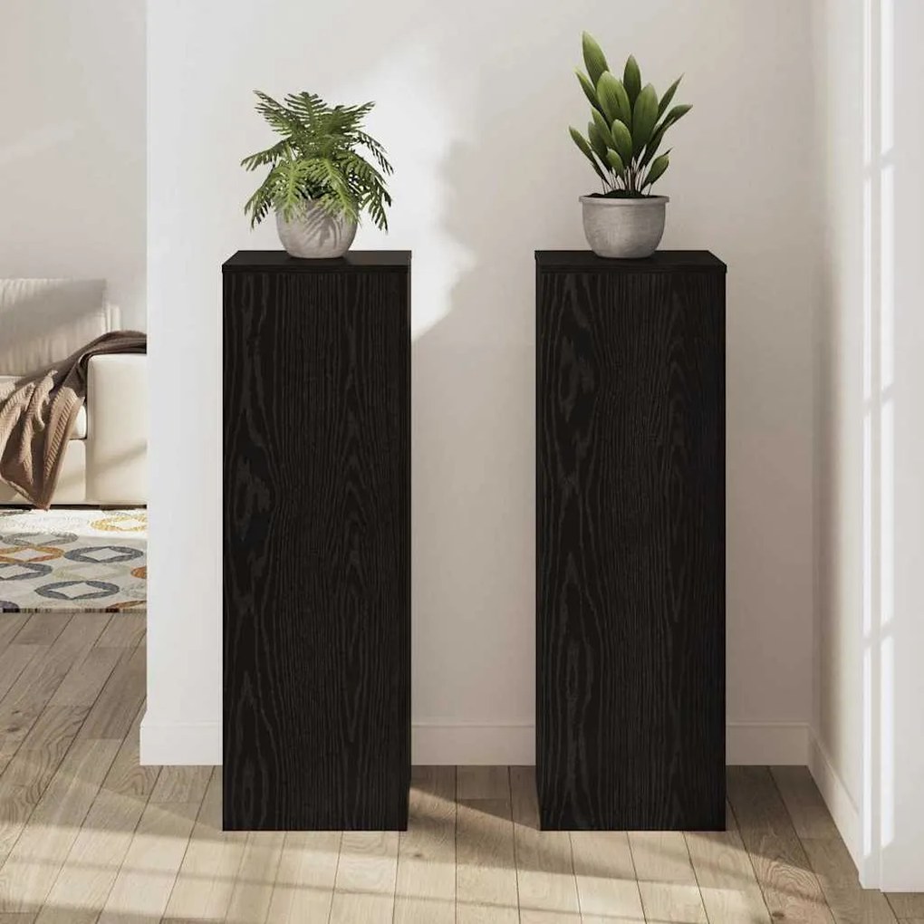 Suportes de Plantas - 2 pcs Carvalho Preto 33 x 33 x 100 cm, Madeira E