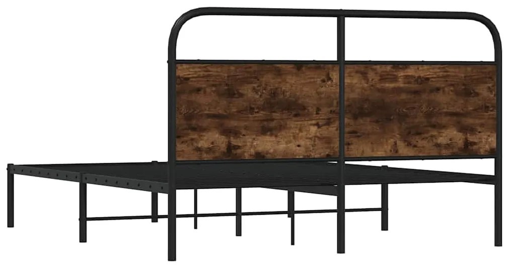 Estrutura de cama s/ colchão derivados madeira carvalho fumado