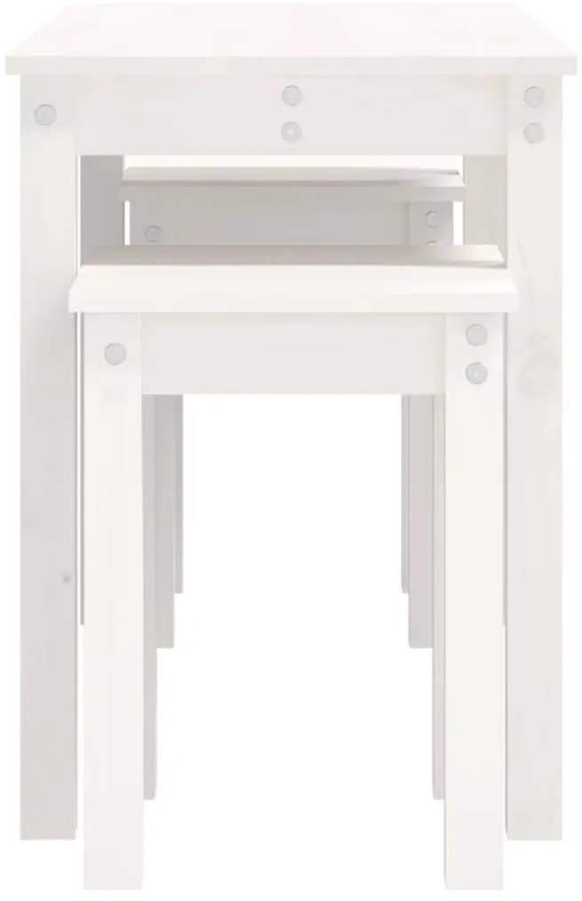 Mesas de encastrar 3 pcs madeira de pinho maciça branco