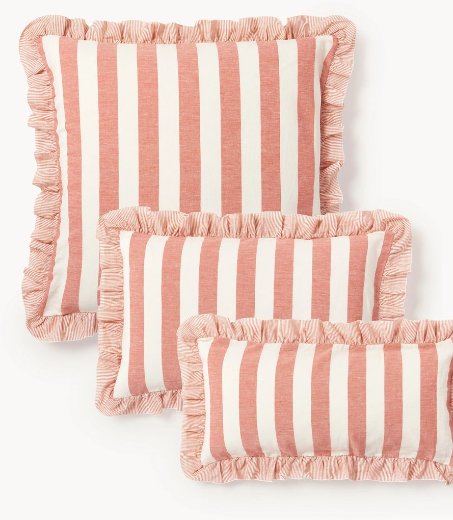 Fronha de almofada em linho e algodão com folhos Posie