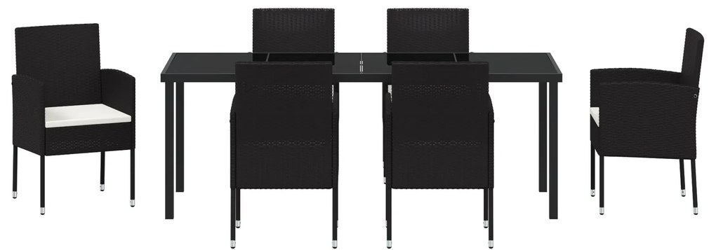 Conjunto de Jantar para Jardim de 7 peças com Almofadas Rattan Poliést