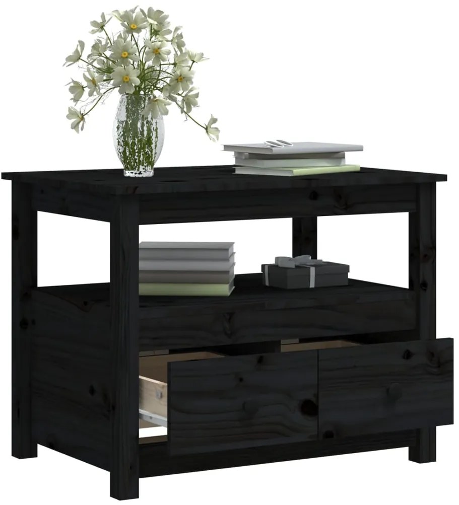 Mesa de centro 71x49x55 cm pinho maciço preto