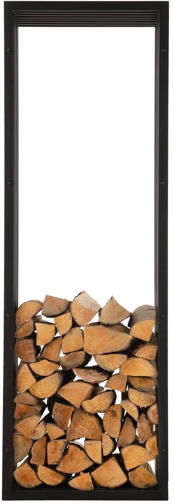Suporte para lenha Irving em aço inoxidável 50 x 150 x 40 cm Preto