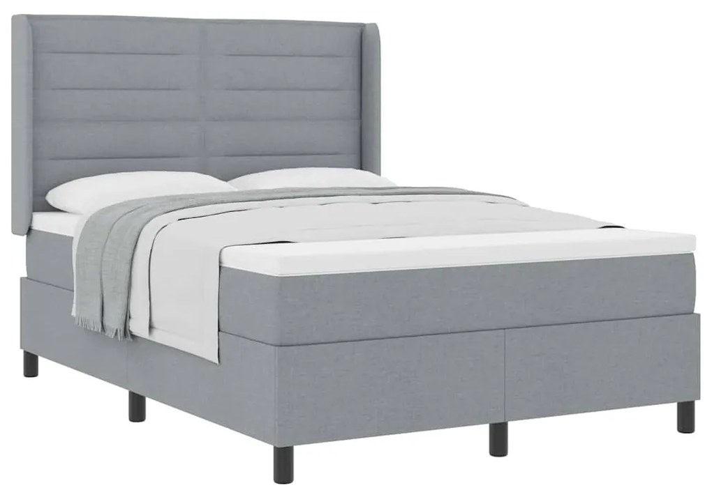 Cama com Estrado e Colchão Cinza Claro 140x200 cm em Tecido