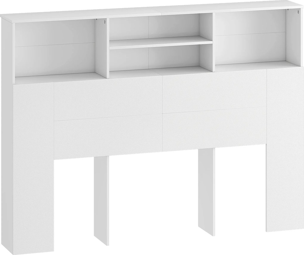 HOMCOM Cabeceira Estante 140 cm com 4 Casas Branco 140x19x103,5 cm Branco | Aosom Portugal
