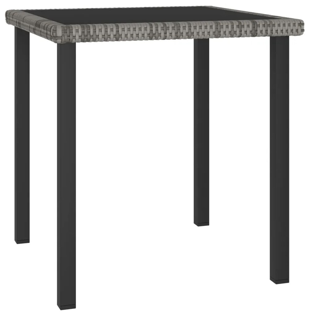 315117 vidaXL Mesa de jantar para jardim 70x70x73 cm vime PE cinzento