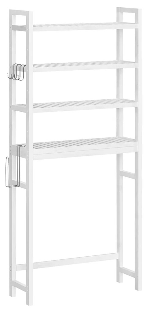 Prateleira para casa de banho para sanita com prateleiras reguláveis 26 x 63 x 185 cm branco nuvem