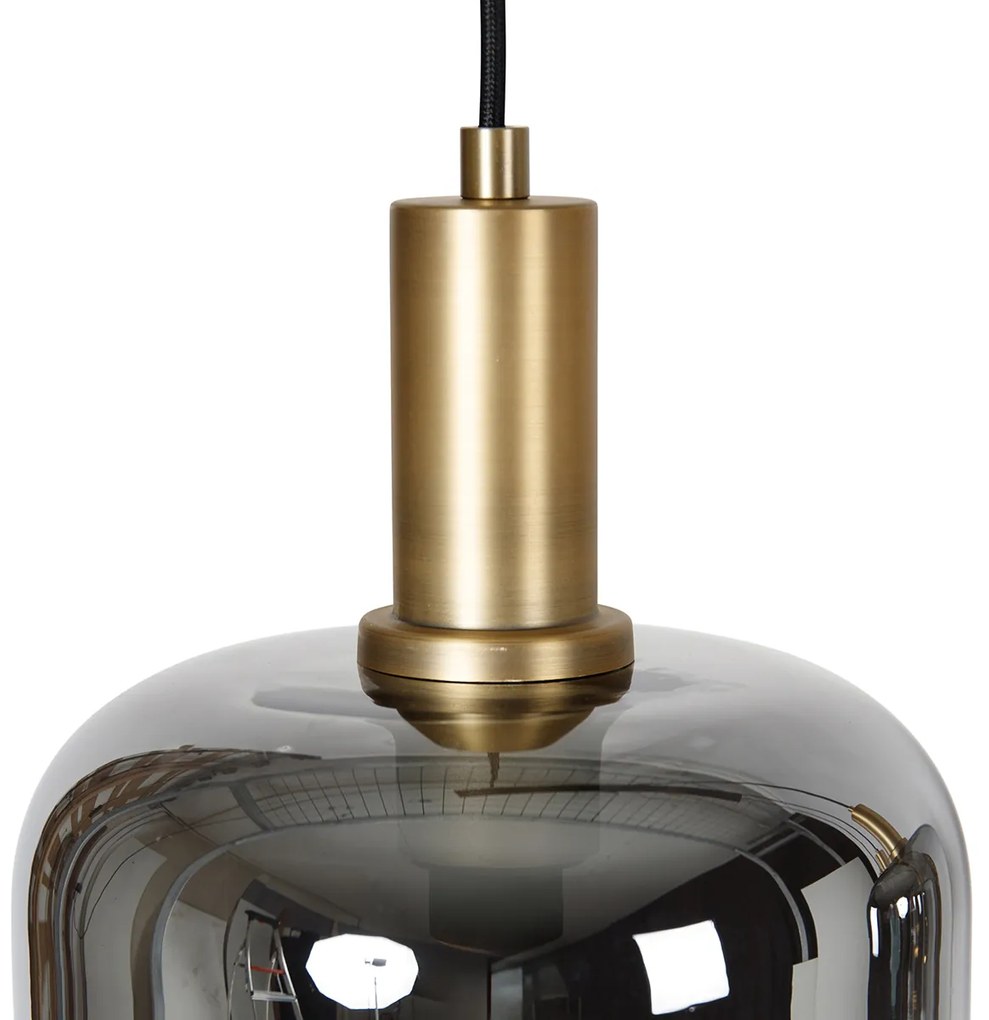 LED Candeeiro de suspensão preto com dourado e vidro fumê incl. 4 PUCC - Zuzanna Design
