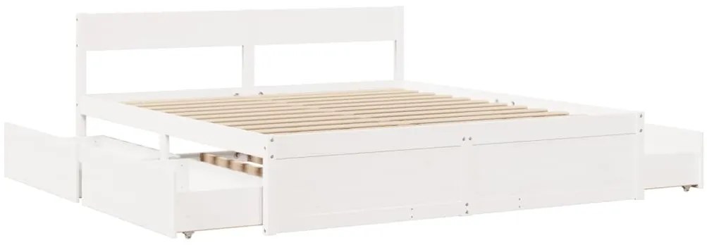 Cama sem colchão 180x200 cm madeira de pinho maciça branco