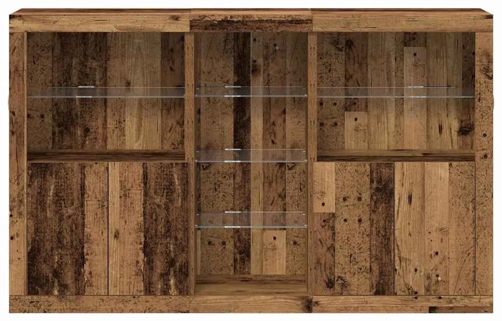 Sideboard vidaXL com Luzes LED Madeira Velha 162x37x100 cm Madeira Lam