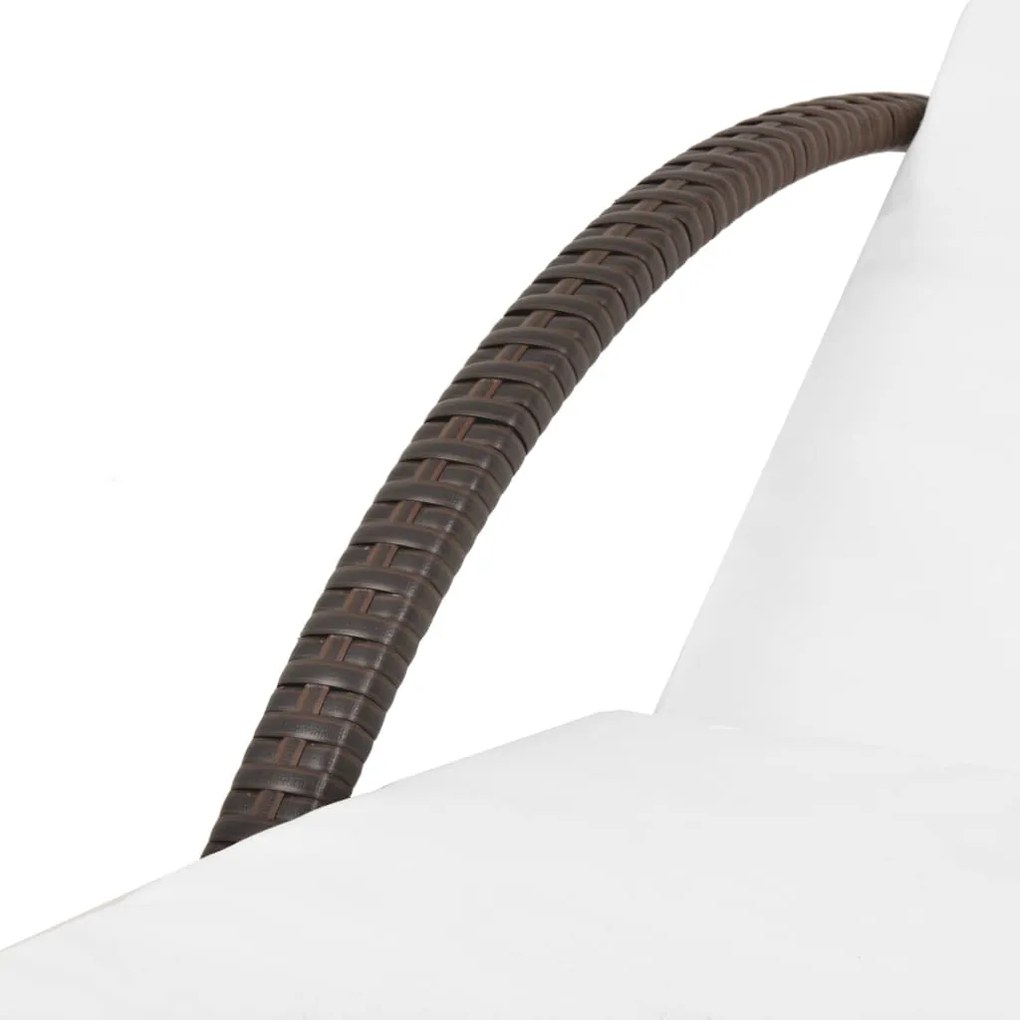 Espreguiçadeira com almofadão e mesa vime PE castanho