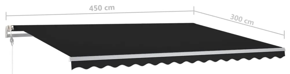 Toldo retrátil manual com luzes LED 4,5x3 m antracite