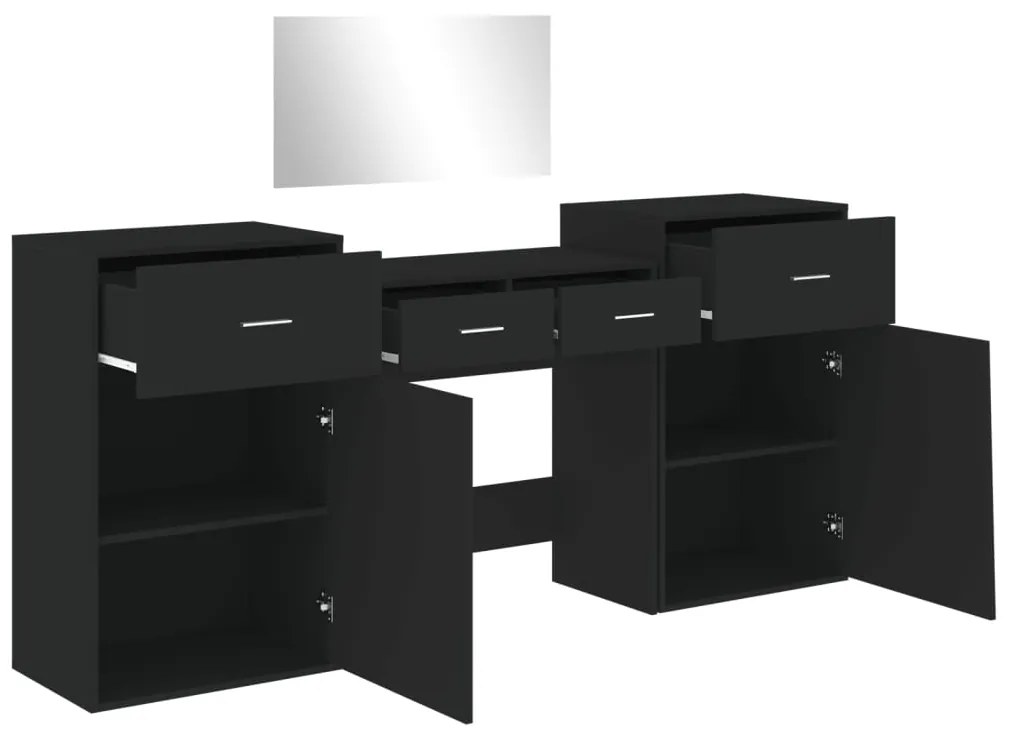 Conjunto de toucador 4 pcs derivados de madeira preto